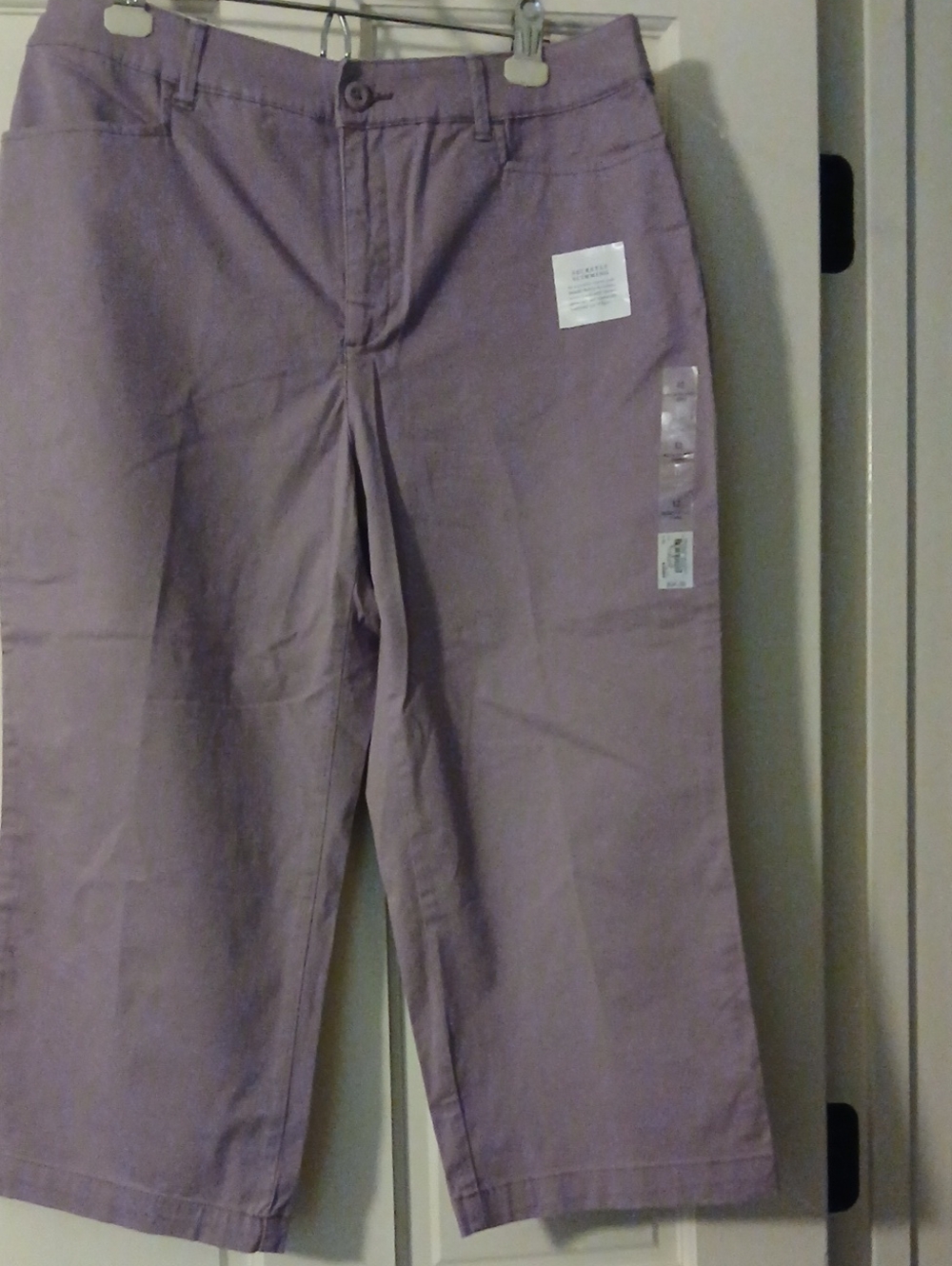 Womens Classic Fit Lavender Cropped Casual Pants